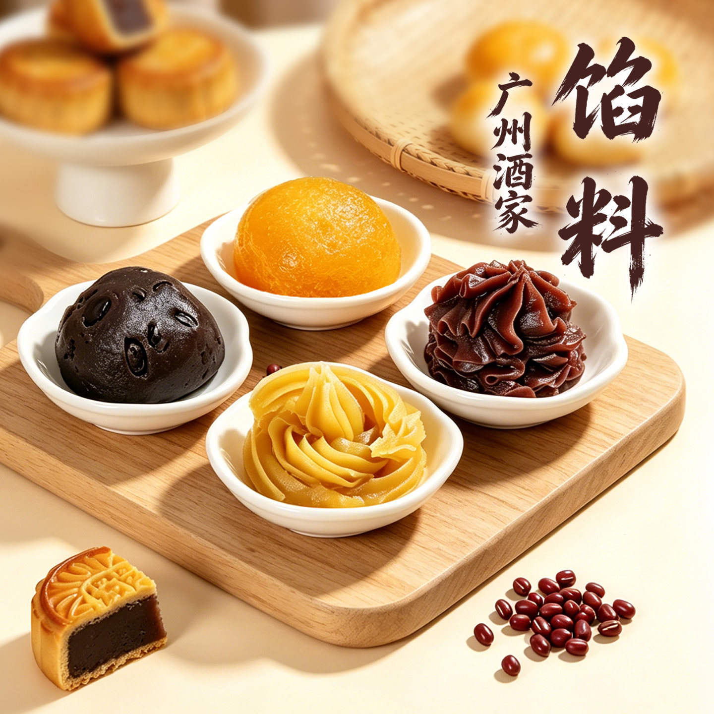 广州酒家馅料 低糖红豆沙蛋黄酥 芋泥奶黄包子馅 凤梨莲蓉月饼馅