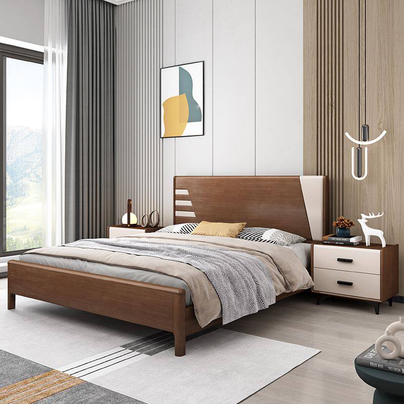 北欧极简实木床1.8米原木色现代简约双人主卧室网红床1.5民宿家具