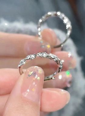 麻花小钻戒指女韩版时尚开口可调节高级感2023新款送女友