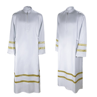 白色牧师服cospaly礼服中世纪使命长袍cos服装