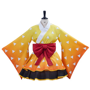 鬼灭之刃和服cos我妻善逸女仆裙cos服和服厂家我妻善逸女款cos服