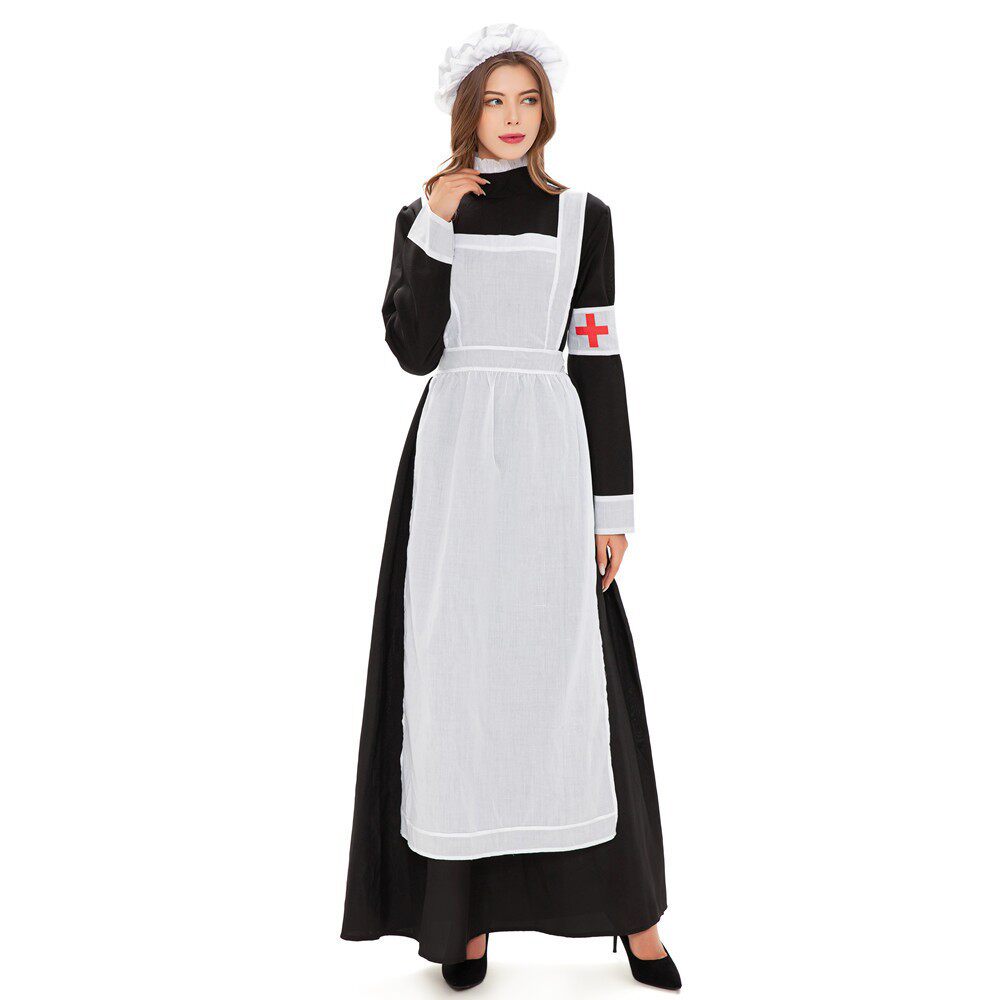 万圣节红十字护士服装Cos女仆装角色扮演服舞台表演女佣制服长裙