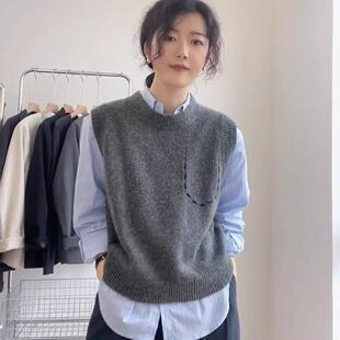 小个子法式针织衫马甲女士早春秋款简约休闲内搭打底搭配衬衫上衣