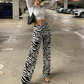 print 宽松印花高腰阔腿裤 high wide Loose pants waisted leg