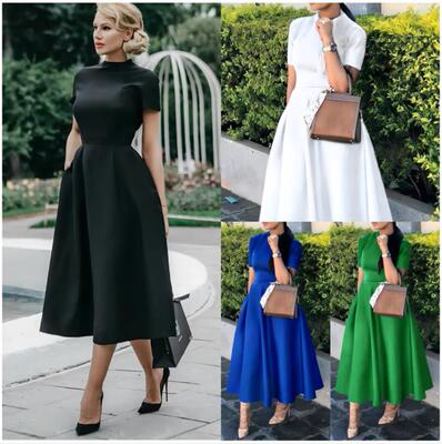 Round neck skinny short sleeve dress   圆领显瘦短袖连衣裙