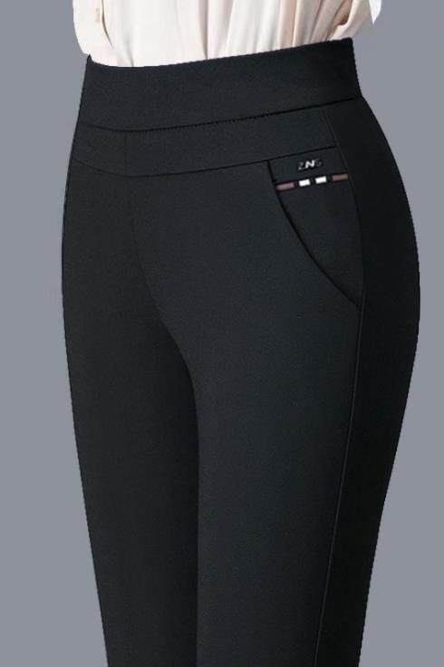 Plus-size high-waist striped nine trousers大码高腰条纹九分裤