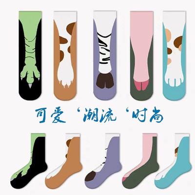 鸡爪袜鸡脚袜动物袜子鸡腿袜个性趣味学院动物爪图案中筒长筒女袜