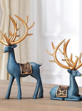 新中式鹿摆件装饰品创意室内花瓶客厅房间卧室工艺品乔迁送礼物品