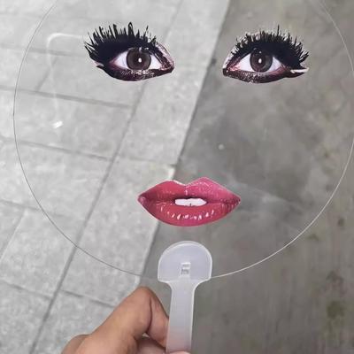 烈焰红唇憋扇子印花搞怪圆扇