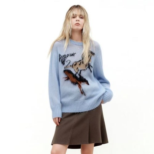 马海毛水墨感宽松针织衫毛衣女