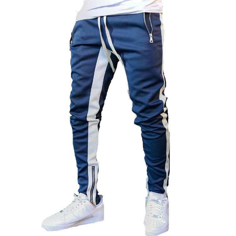 Outdoor fitness chinos with zip leg opening striped sweatpan