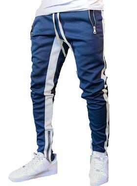 Outdoor fitness chinos with zip leg opening striped sweatpan