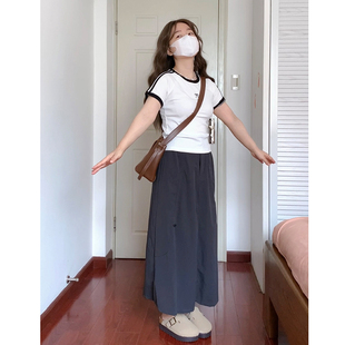 复古速干松紧高腰半身裙阿殊 ASOUL 微胖小个子显瘦伞裙女包邮