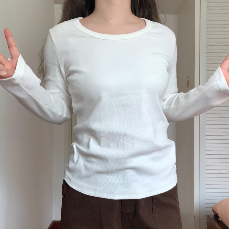 百搭纯色螺纹棉修身打底衫阿殊 ASOUL 微胖小个子显瘦上衣