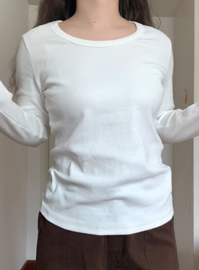 百搭纯色螺纹棉修身打底衫阿殊 ASOUL 微胖小个子显瘦上衣