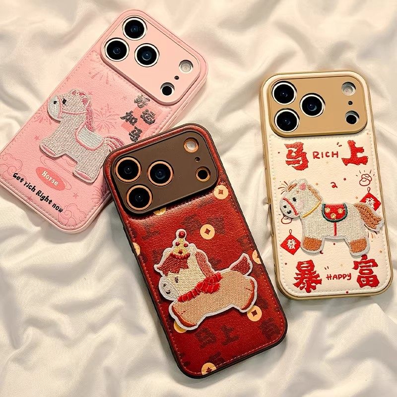 皮质刺绣立体好运小马opporeno15pro手机壳reno14/13/12新款皮质findx9/x8s秋冬a6/a3女款1加ACE6t防摔保护套,3C数码配件,手机保护套/壳,淘宝优惠券,粉丝福利购,淘宝优惠卷