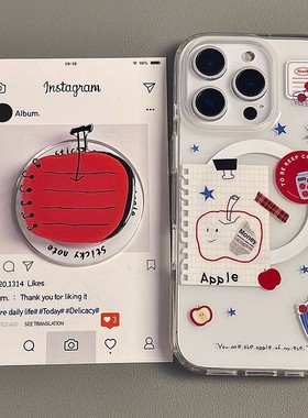 ins韩风磁吸苹果笔记本支架适用苹果17promax手机壳iphone16plus新款15pro女14双层13/12全包防摔xsmax保护套