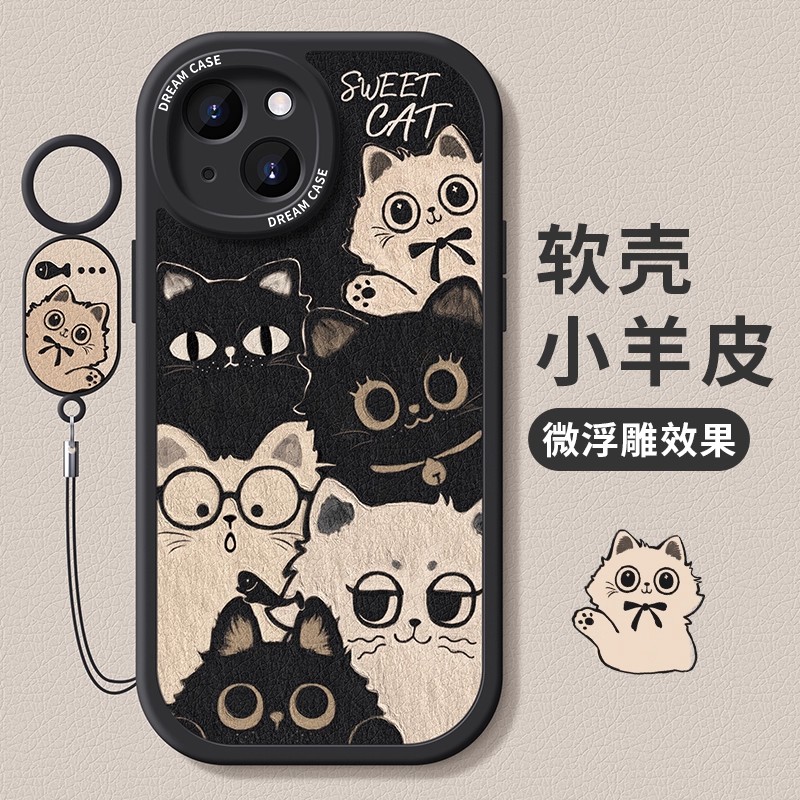 卡通猫咪适用小米17pro手机壳米15/14新款磨砂红米k90/k80可爱个性note15秋冬女款turbo4pro全包防摔软保护套