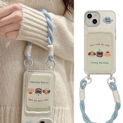 泼墨猫狗腕带适用荣耀400卡包手机壳新款honor300/200/100日韩x60i卡通magic7pro可爱女畅玩60plus防摔保护套