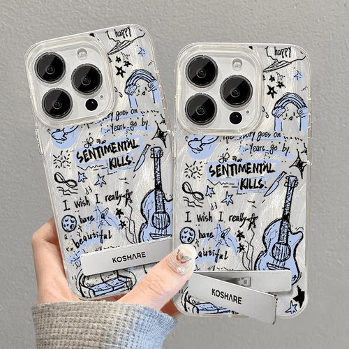 涂鸦吉他opporeno14pro手机壳reno13/12/11/10新款小众创意findx8s/x7简约a2m男女k12x气囊a56/a72防摔保护套