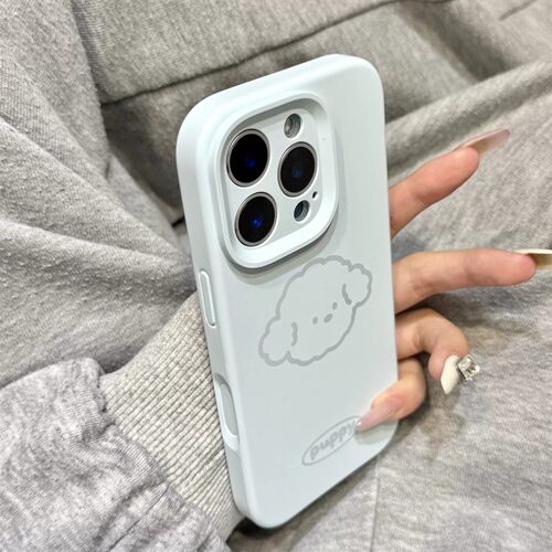 烟蓝色线条狗狗头像适用opporeno16pro手机壳新款女reno15/14卡通findx9液态A6GT硅胶A2m全包1加15防摔保护套