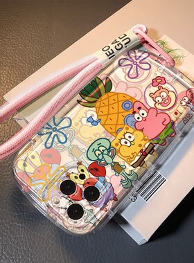 比奇堡带挂绳opporeno15pro手机壳reno14/13/12/11气囊硅胶r17新款k12卡通findx9高级感a3/A5全包a58女保护套