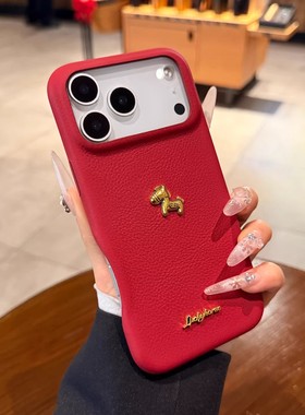 立体金马opporeno15pro手机壳reno14/13/12新款简约findx9/x8s红色皮质a5/a3女款高级感1加ACE6t防摔软保护套