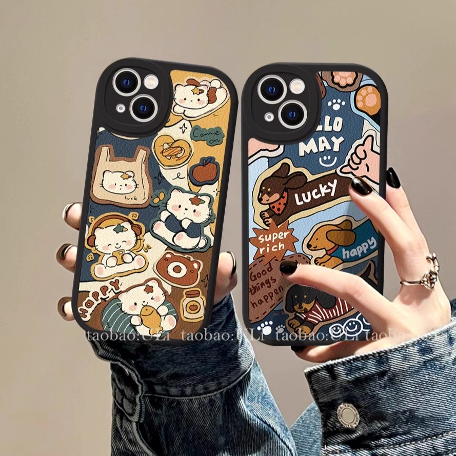 复古音乐猫咪狗狗opporeno14pro手机壳reno13/12新款小众findx8/7情侣a5卡通男女款k12全包a55/a97防摔保护套