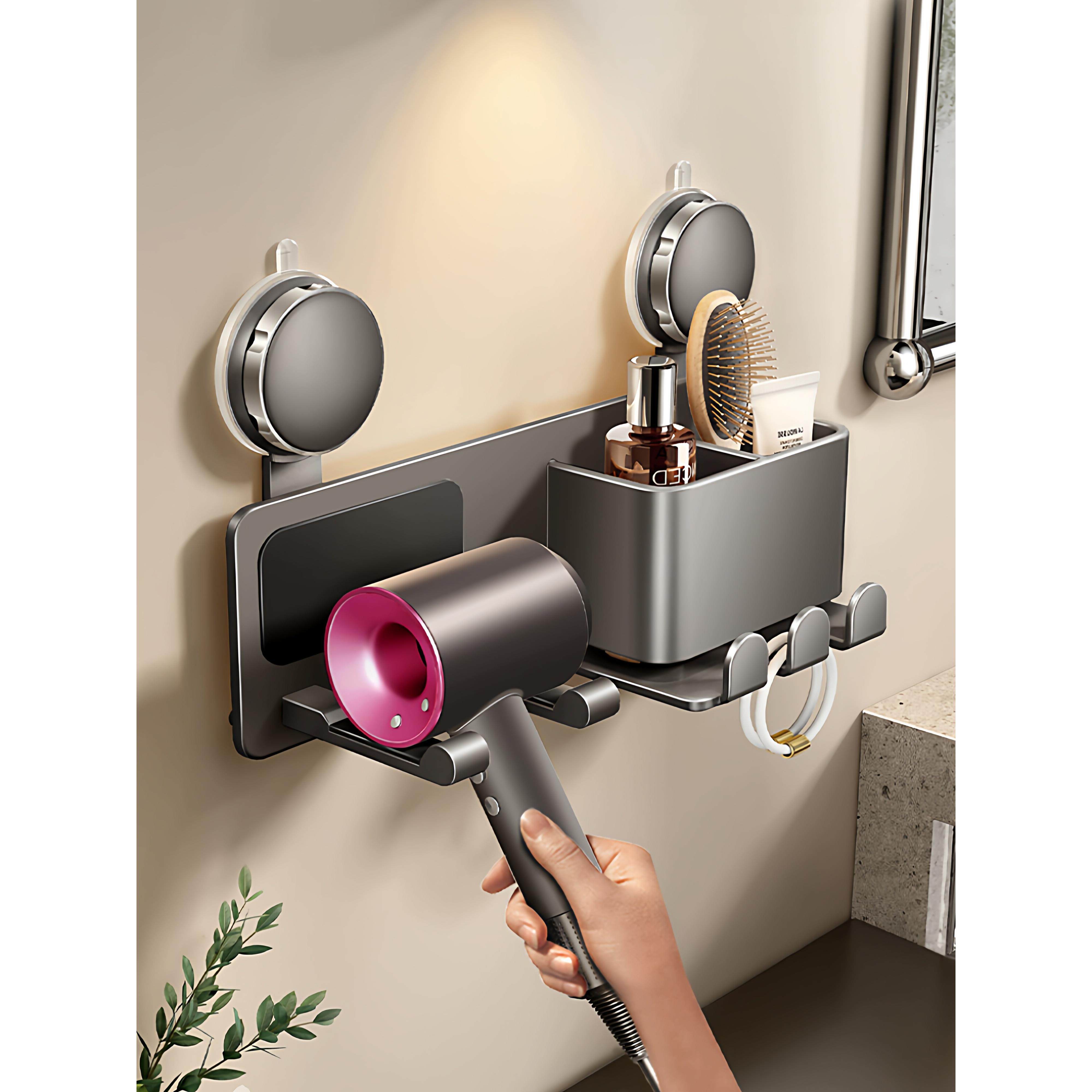 日本进口MUJIE吸盘吹风机置物架免打孔电吹风支架浴室吹风筒挂架