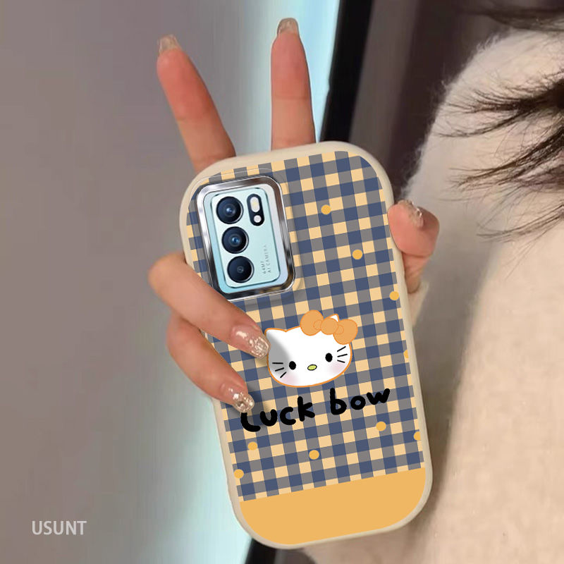 格子kt猫OReno6手机壳硅
