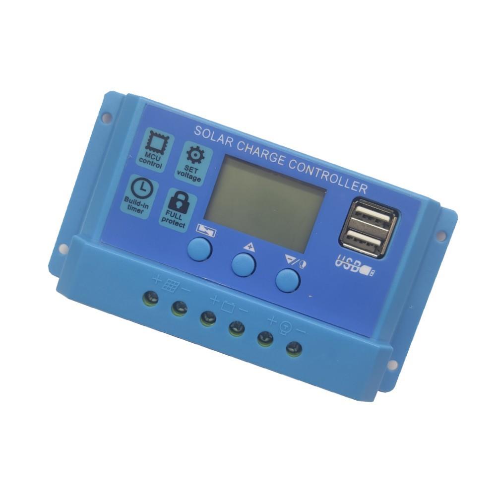 蓝壳蓝面11.1V12V太阳能控制器10A20A30A24V光伏太阳能充电控制器