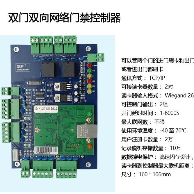微耕门禁控制器 微根WG2052 双门双向网络门禁控制器 带微根标
