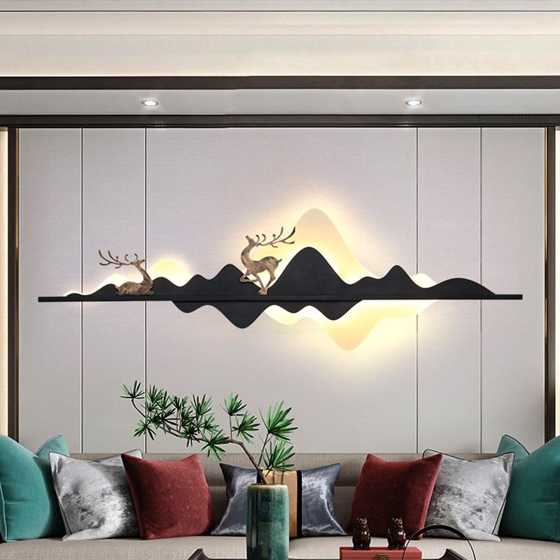 新中式户外庭院壁灯花园景墙室外灯接电背景调光太阳能别墅景观灯