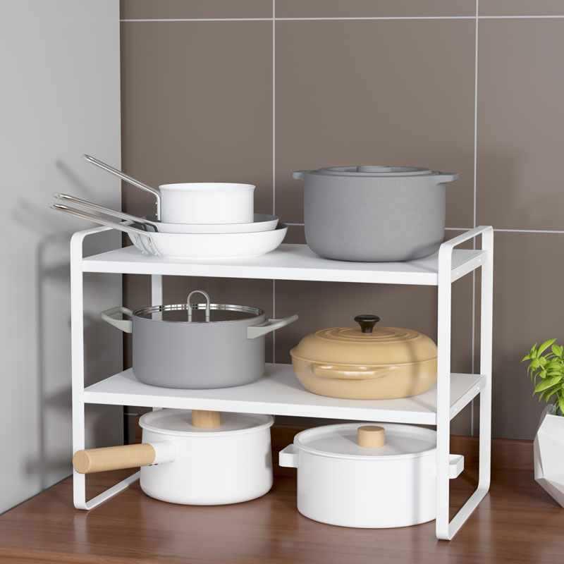 放锅置物架厨房水池下锅具收纳架橱柜锅盆碗架奶锅架双层小锅