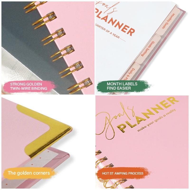 跨境2025planner计划本日程本烫金封面线圈本每日计划本笔记本