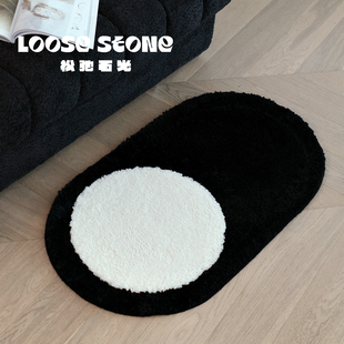 可机洗吸水防滑黑白植绒高级感地毯浴室进门脚垫卫生间厨房地垫