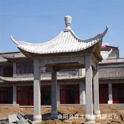 石雕凉亭户外休息中式六角亭园林广场凉亭景观雕塑石亭子厂家制作