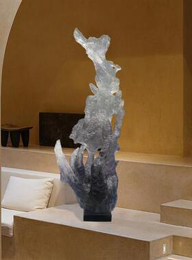 新中式透明树脂雕塑太湖石别墅客厅玄关抽象高档软装工艺饰品摆件