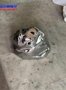 不锈钢镜面抽象小船雕塑金属户外水景水池渔人与船纯手工摆件定制