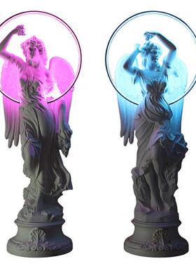 酒吧发光四季天使装饰摆件大型玻璃钢雕塑招财网红打卡景观石膏像