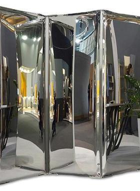 定制轻奢不锈钢雕塑落地镜面屏风装饰品客餐厅办公室酒店别墅摆件