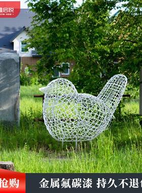 户外不锈钢铁艺仿真镂空鸟雕塑售楼部草坪景观发光动物装饰摆件