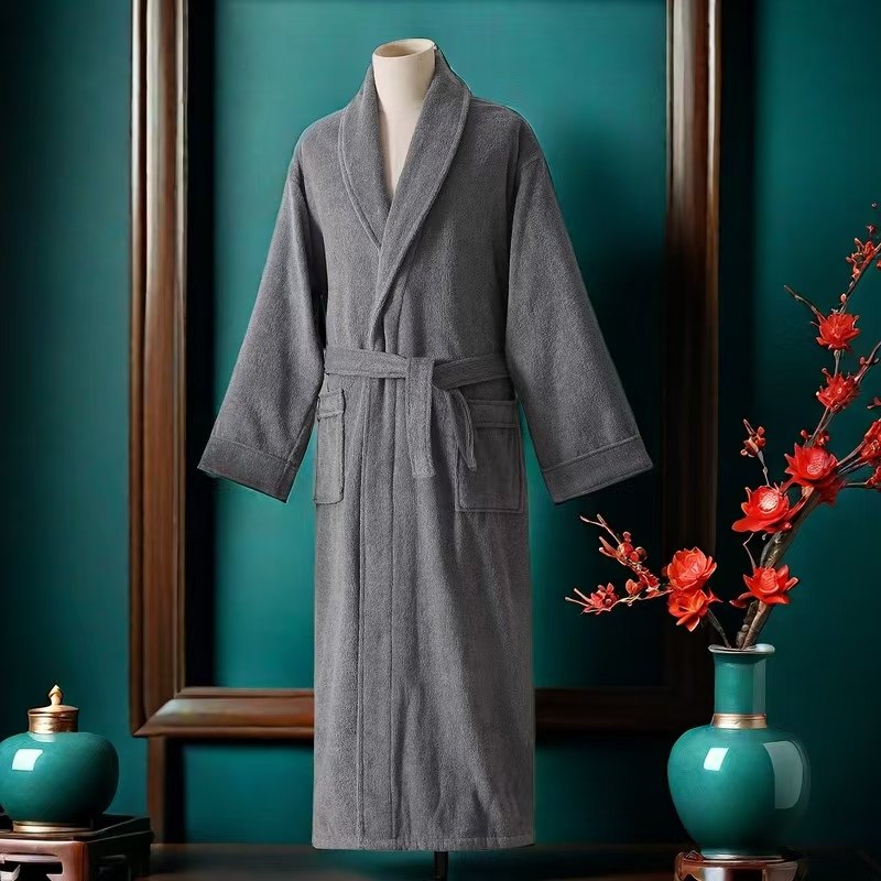 酒店浴袍纯棉男浴衣女睡袍五星级毛巾料长款秋冬吸水速干情侣四季