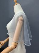 假领子袖 子连肩宽松半成品网纱上衣披肩女蕾丝遮肩膀短袖 婚礼纯色