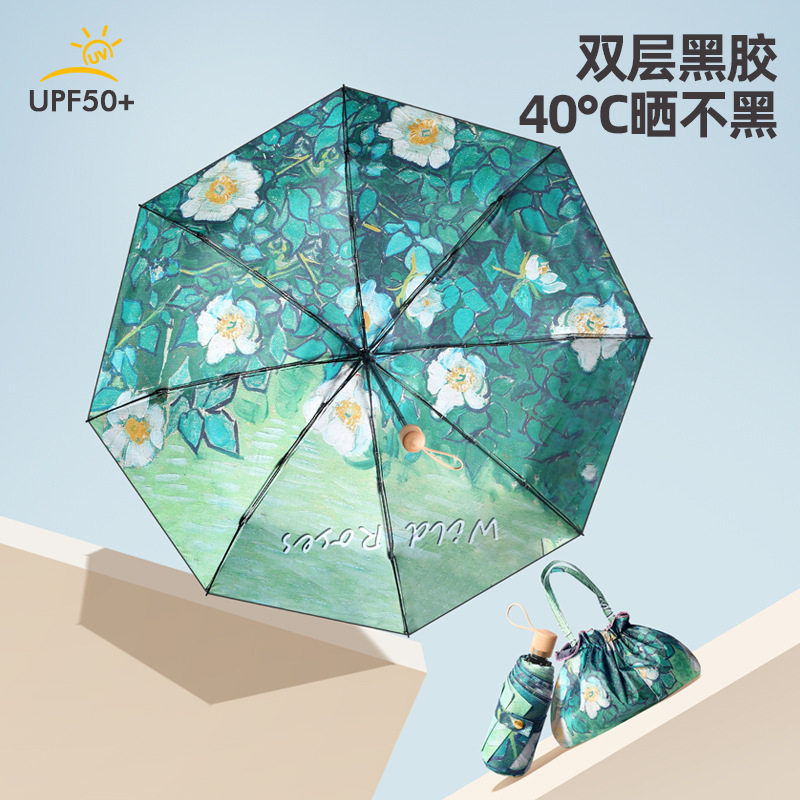 双层双花太阳伞女插画手