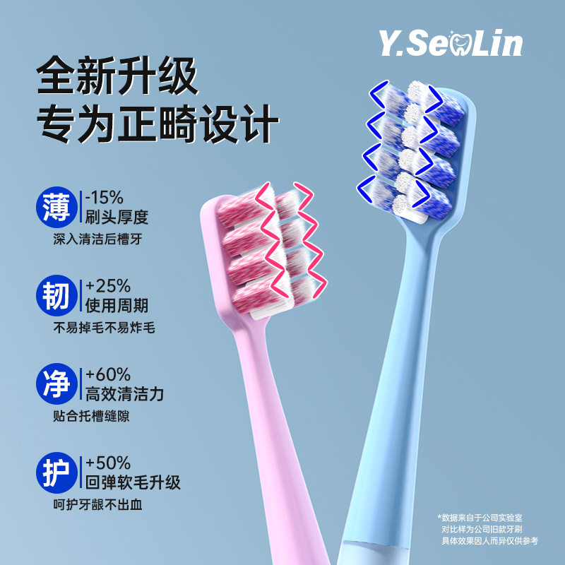 w型正畸牙刷矫齿专用戴牙