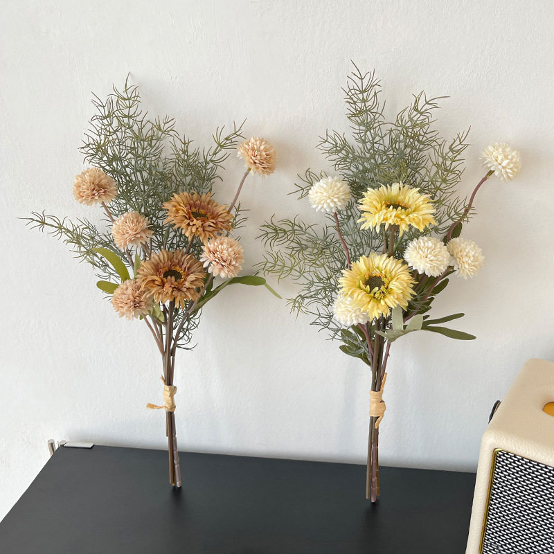 拉丝菊仿真花花束装饰摆
