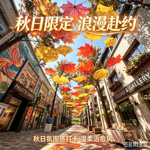 秋季枫叶浪漫天幕定制户外市集展览商业街美陈装置文艺街道引流
