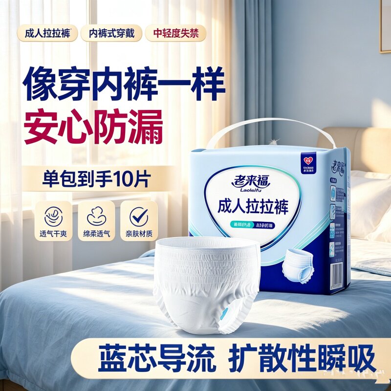 老来福成人拉拉裤MXL加厚老人内裤式尿不湿瞬吸防侧漏不反渗