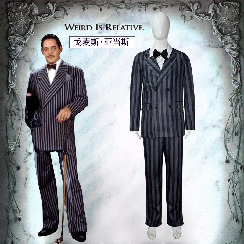 万圣节角色扮演亚当斯一家cos服装 星期三戈梅斯cosplay